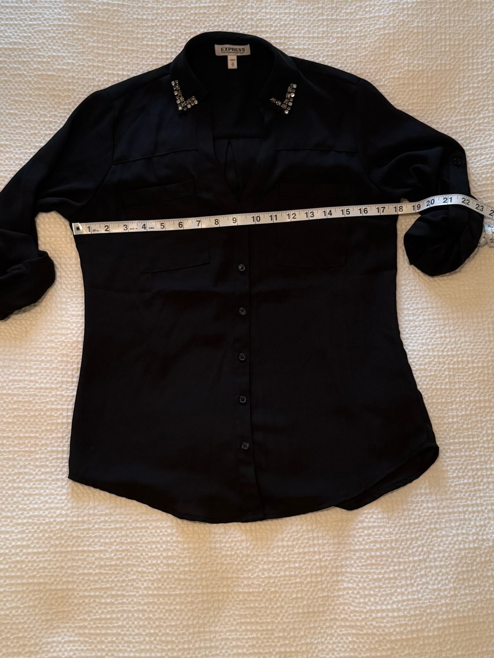 Express | Portofino Jeweled Collar Black Blouse | Size = XS - Picture 5 of 6